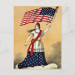  Amerikaanse Vlag Lady Liberty Briefkaart
