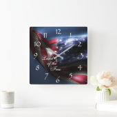 Amerikaanse vlag/land van vrij verkeer vierkante klok (Huis)