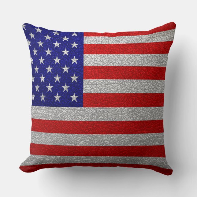 Amerikaanse Vlag Leer Kussen (Voorkant)