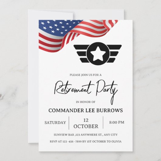 Amerikaanse Vlag Leger Militaire Pensioenpartij Kaart (Voorkant)