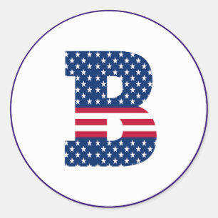Amerikaanse vlag letter B Ronde Sticker