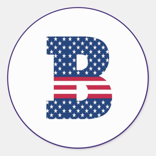 Amerikaanse vlag letter B Ronde Sticker (Voorkant)