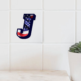 Amerikaanse vlag Letter "J" - Tegel voor grote fot Tegeltje