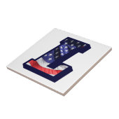 Amerikaanse vlag Letter "L" Small Photo Ceramic Te Tegeltje (Zijkant)