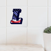 Amerikaanse vlag Letter "L" Small Photo Ceramic Te Tegeltje