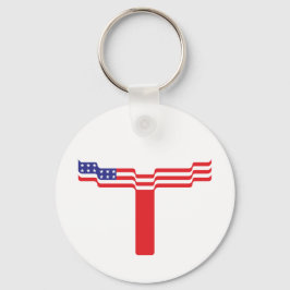 Amerikaanse Vlag Letter T Monogram Sleutelhanger
