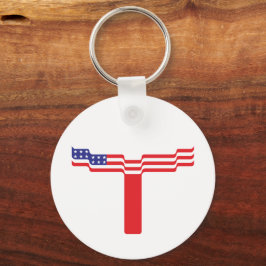 Amerikaanse Vlag Letter T Monogram Sleutelhanger