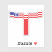 Amerikaanse Vlag Letter T Monogram Sticker (Vel)