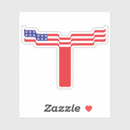 Amerikaanse Vlag Letter T Monogram Sticker