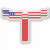 Amerikaanse Vlag Letter T Monogram Sticker (Voorkant)