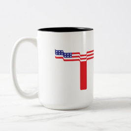 Amerikaanse Vlag Letter T Monogram Tweekleurige Koffiemok