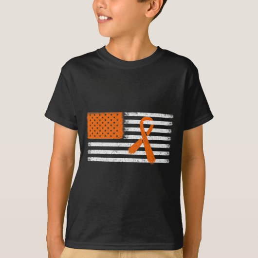 Amerikaanse vlag leukemie en multiple sclerose rib t-shirt (Voorkant)
