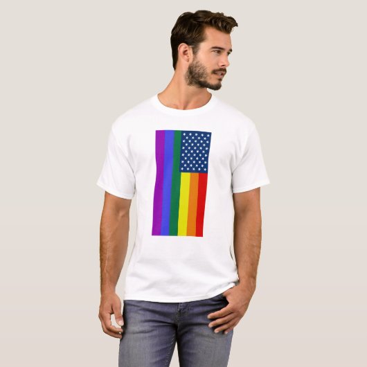 Amerikaanse vlag LGBT Pride Rainbow T-shirt (Voorkant volledig)