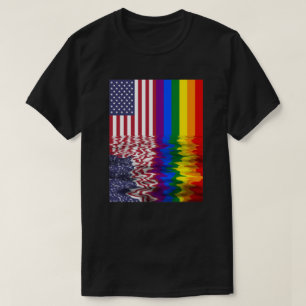 Amerikaanse vlag LGBT vlag Pride Rainbow-kleuren T-shirt