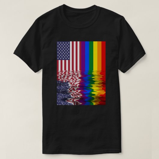 Amerikaanse vlag LGBT vlag Pride Rainbow-kleuren T-shirt (Design voorkant)