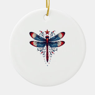 Amerikaanse Vlag Libel Patriottisch 4 juli Rood  Keramisch Ornament
