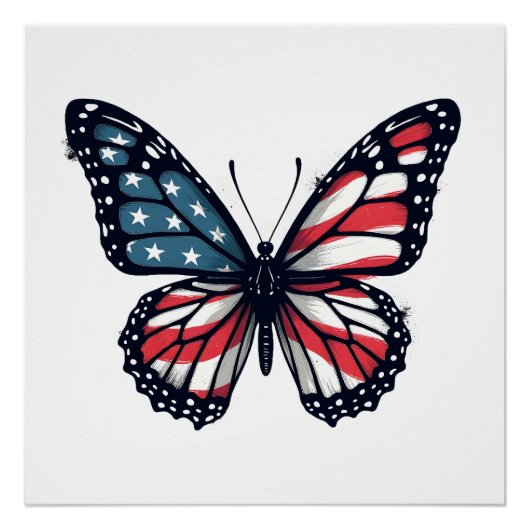 Amerikaanse Vlag Libel Patriottisch 4 juli Rood Perfect Poster (Voorkant)