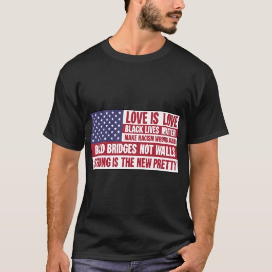Amerikaanse Vlag Liberale Activist linkervleugel T-shirt (Voorkant)