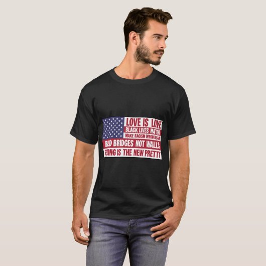 Amerikaanse Vlag Liberale Activist linkervleugel T-shirt (Voorkant volledig)