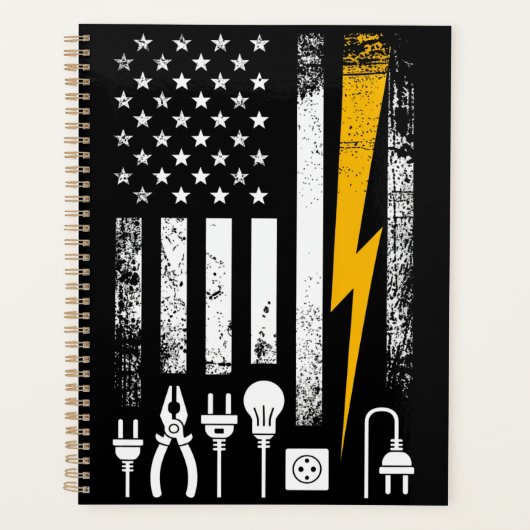 Amerikaanse vlag lijnwerker elektricien nutsbedrij planner (Voorkant)
