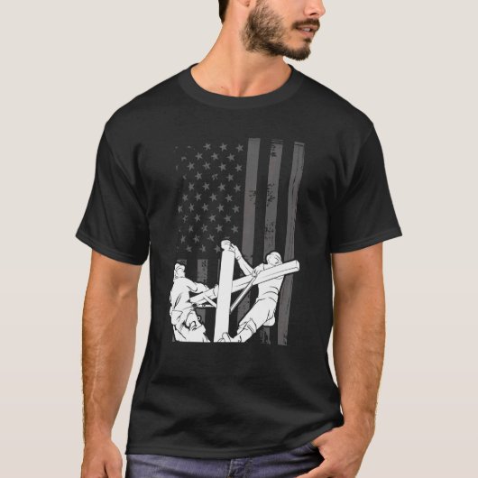 Amerikaanse vlag Lineman American Flag Patriotic L T-shirt (Voorkant)