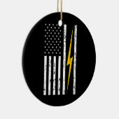 Amerikaanse vlag Lineman Keramisch Ornament (Rechts)