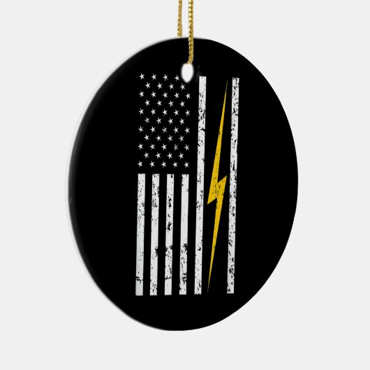 Amerikaanse vlag Lineman Keramisch Ornament (Rechts)