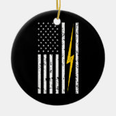 Amerikaanse vlag Lineman Keramisch Ornament (Voorkant)