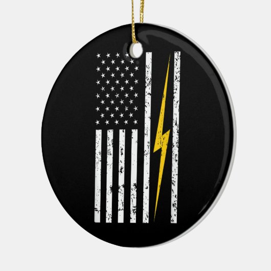 Amerikaanse vlag Lineman Keramisch Ornament (Links)