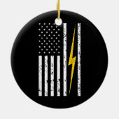 Amerikaanse vlag Lineman Keramisch Ornament (Achterkant)