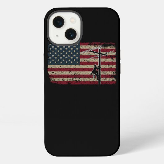 Amerikaanse vlag Lineman Patriotic Electricia Gift iPhone Hoesje (Achterkant)