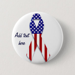 Amerikaanse vlag lint van liefde en zorg_ ronde button 5,7 cm