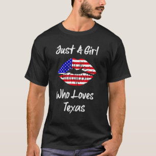 Amerikaanse vlag Lips Girl houdt van Texas T-shirt