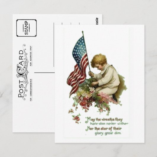  Amerikaanse vlag Little Boy Briefkaart (Voorkant / Achterkant)