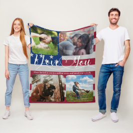 Amerikaanse vlag Love Photo collage Jubileum Valen Fleece Deken