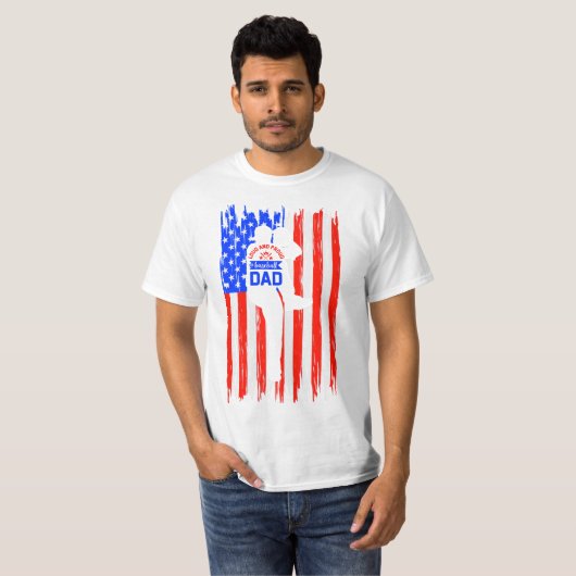 Amerikaanse vlag luid en rode honkbalpa t-shirt (Voorkant volledig)