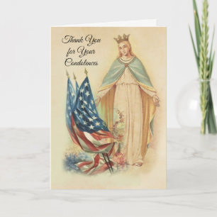 Amerikaanse Vlag Maagdelijke Mary Condolence Thank Bedankkaart