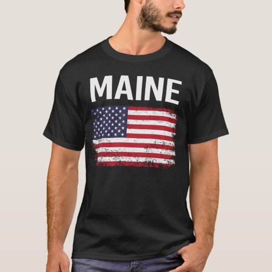 Amerikaanse vlag Maine T-shirt (Voorkant)
