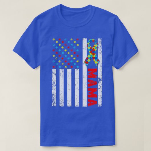 Amerikaanse vlag Mam Autism Awareness Fam T-shirt (Design voorkant)