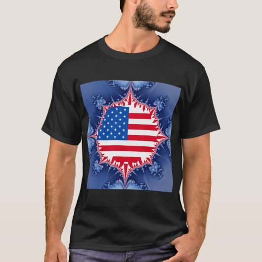 Amerikaanse vlag Mandelbrot T-shirt (Voorkant)