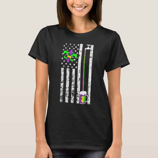 Amerikaanse vlag Mardi Gras Carnival Parade Masque T-shirt (Voorkant)