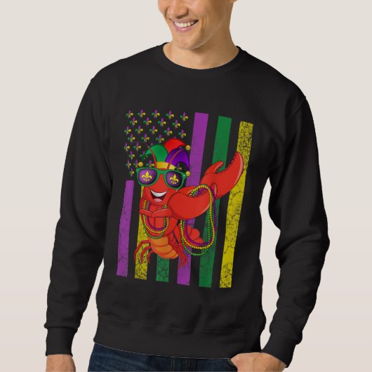 Amerikaanse vlag Mardi Gras Crawfish Dabbing Trui (Voorkant)