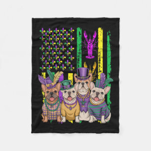 Amerikaanse vlag Mardi Gras Franse Bulldog Festiv Fleece Deken