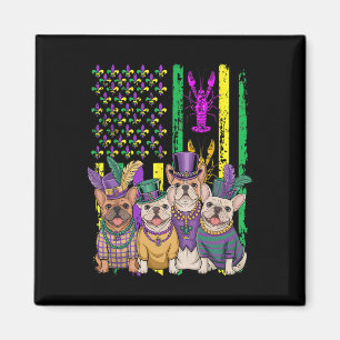 Amerikaanse vlag Mardi Gras Franse Bulldog Festiv Magneet