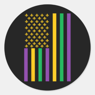 Amerikaanse vlag Mardi Gras Mardi Gras Crawfish Ou Ronde Sticker