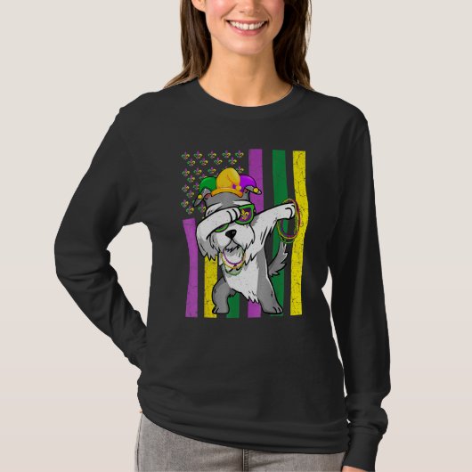 Amerikaanse vlag Mardi Gras Schnauzer Dog festival T-shirt (Voorkant)