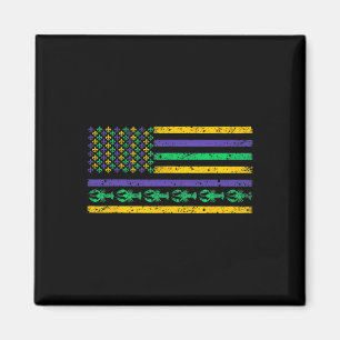 Amerikaanse vlag Mardi Gras T Shirt Mardi Gras Cra Magneet