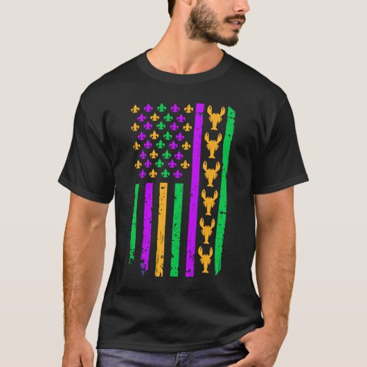 Amerikaanse vlag mardi gras zet kraakvis uit voor t-shirt (Voorkant)