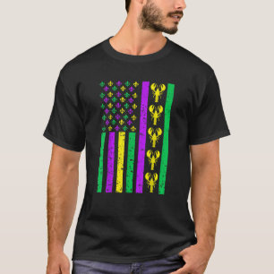 Amerikaanse vlag Mardi GrasMardi Gras Crawfish Out T-shirt