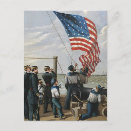 Amerikaanse Vlag  Marine Schilderkunst Briefkaart